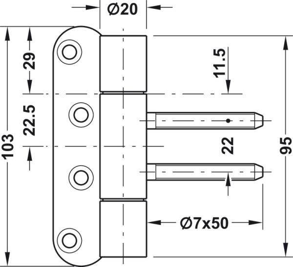 Objekttürband Edelstahl matt VN 3939/100 für gefälzte Objekttüren bis 100 kg Simonswerk